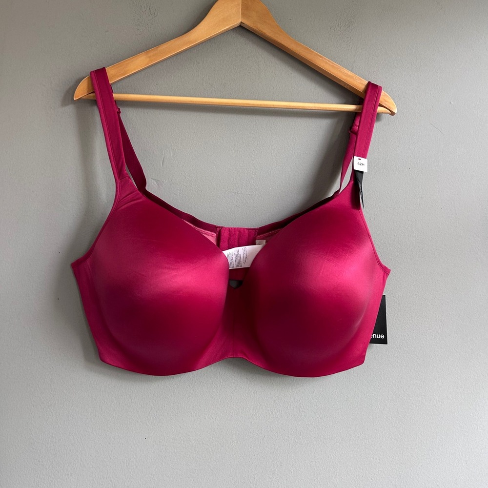 Avenue Red Bud Contour T-Shirt Bra 42H Lace Back Underwire Plus Size 00207749